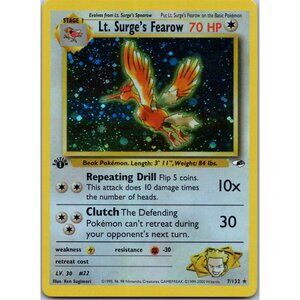 Lt. Surge's Fearow Gym Heroes 1st Edition "Reprinted"